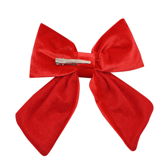 Red Velvet Bow With Clip 14 x 16cm