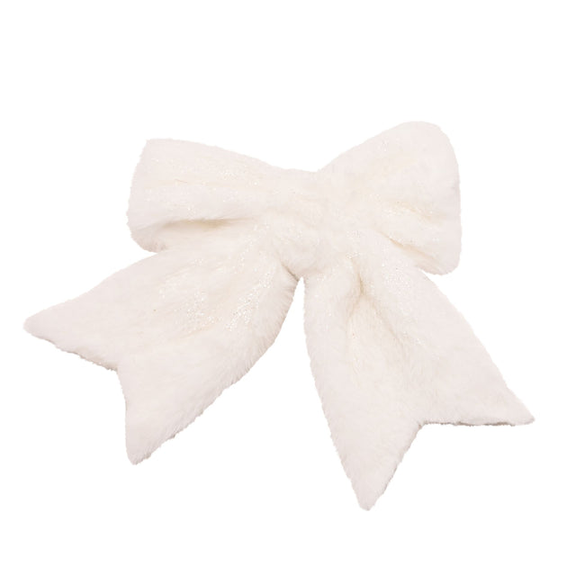 White Fluffy Bow With Decoration