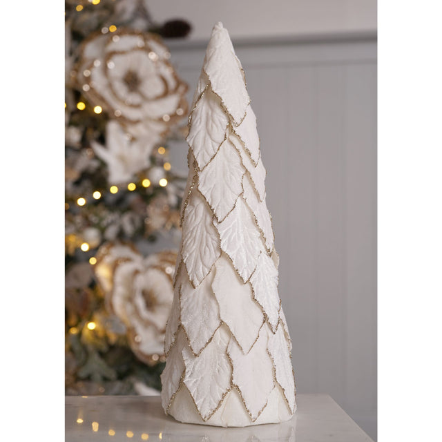 Large Glitter Leaf Ornamental Tree In White 43cm