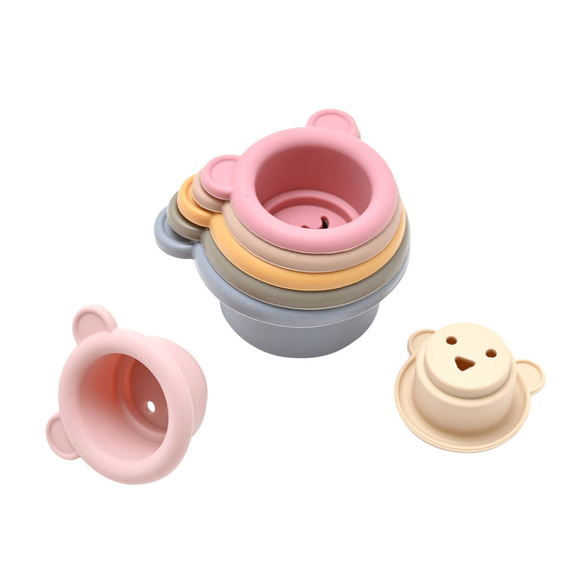 Silicone Stacking Bear Cups - Multicolour