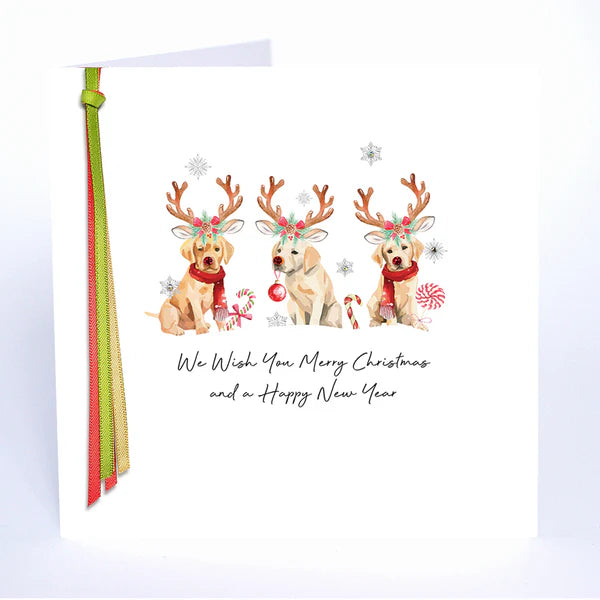 Dogs with Antlers Christmas Card