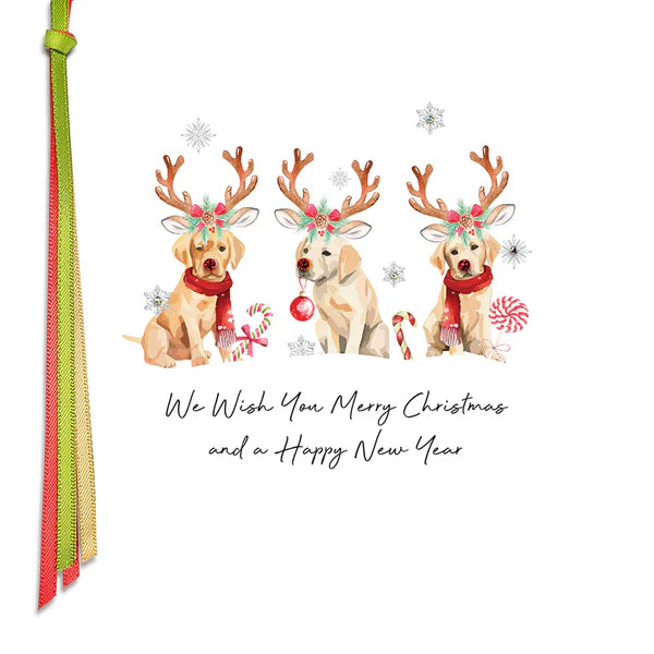 Dogs with Antlers Christmas Card