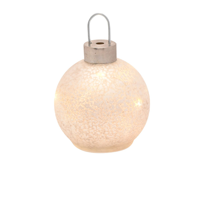 Silver LED Light Up Glass Bauble Decoration