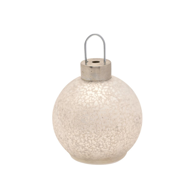 Silver LED Light Up Glass Bauble Decoration