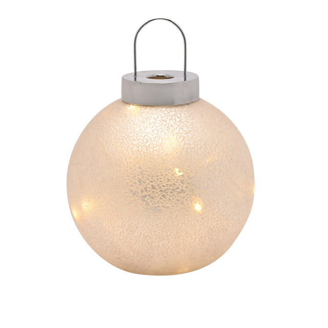 White LED Up Glass Bauble Decoration 15cm