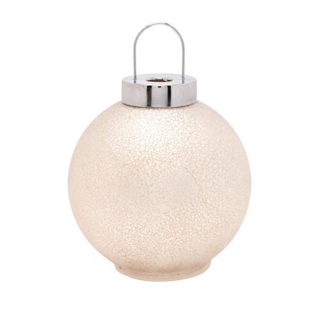White LED Up Glass Bauble Decoration 15cm