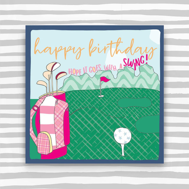 Happy Birthday Pink Golf Card