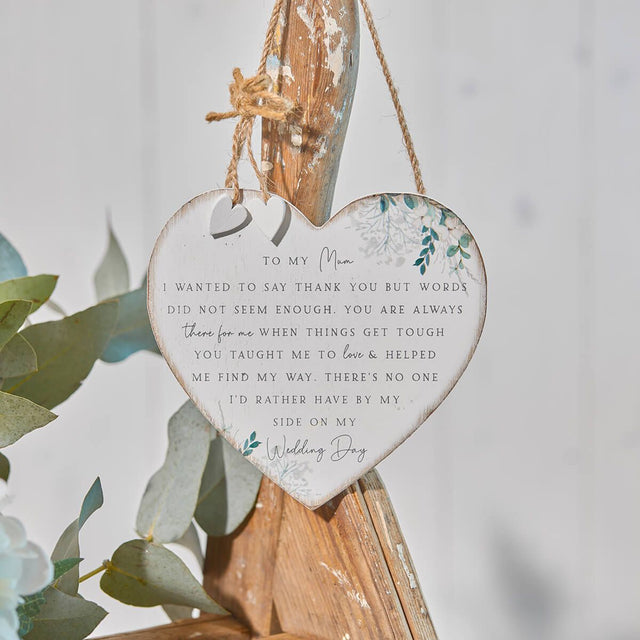 Wedding Day Mum Wooden Heart Plaque