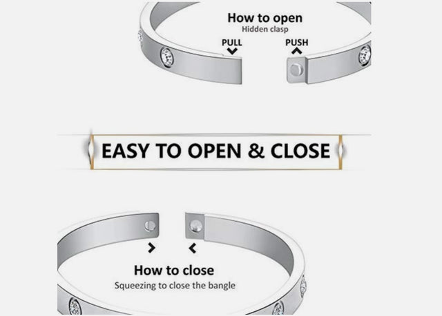 Solid Bangle with crystals - Silver