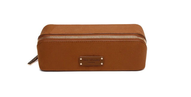 Alice Wheeler Fudge Suede Train Case - Small