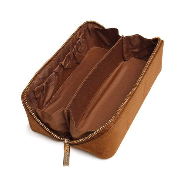 Alice Wheeler Fudge Suede Train Case - Small