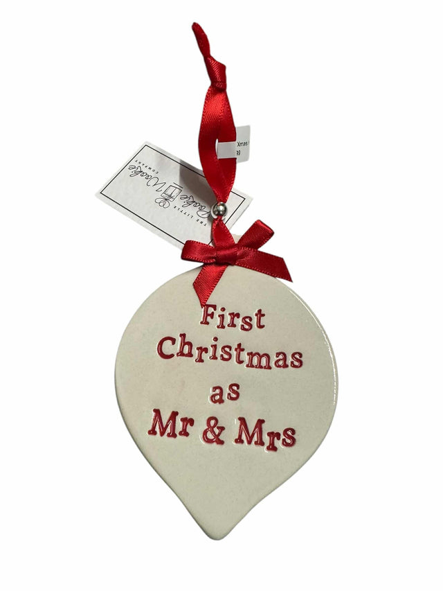 First Christmas as Mr & Mrs Ceramic Bauble