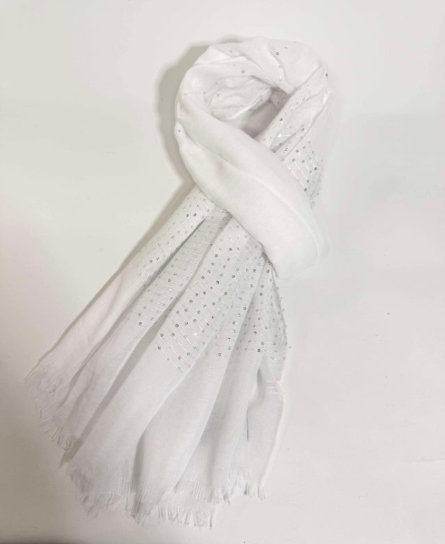 Sequin Detail Scarf - white