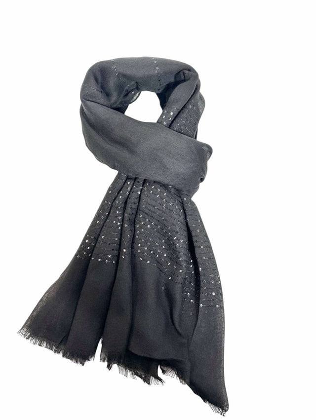 Sequin Detail Scarf - Black