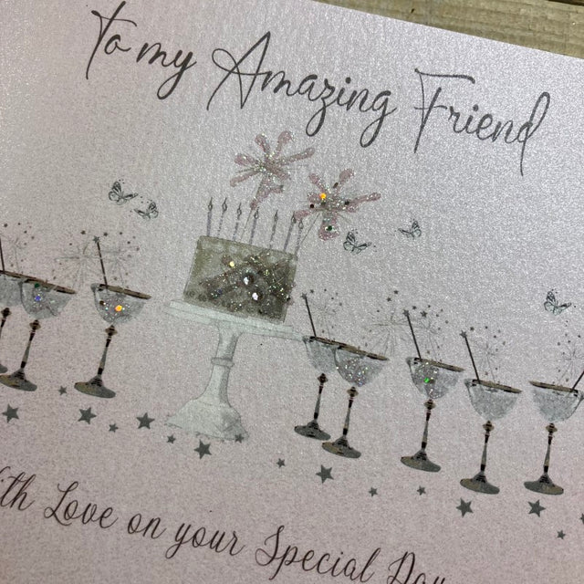 Amazing Friend Birthday Card - Cake & Cocktails