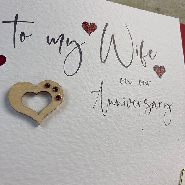 Wife Red Heart Anniversary Card