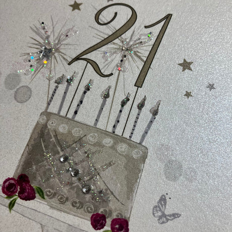 Granddaughter 21st Birthday Card - Cake & Presents