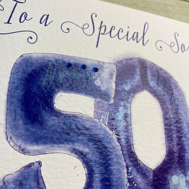 Son 50th Birthday Large Card - Balloons