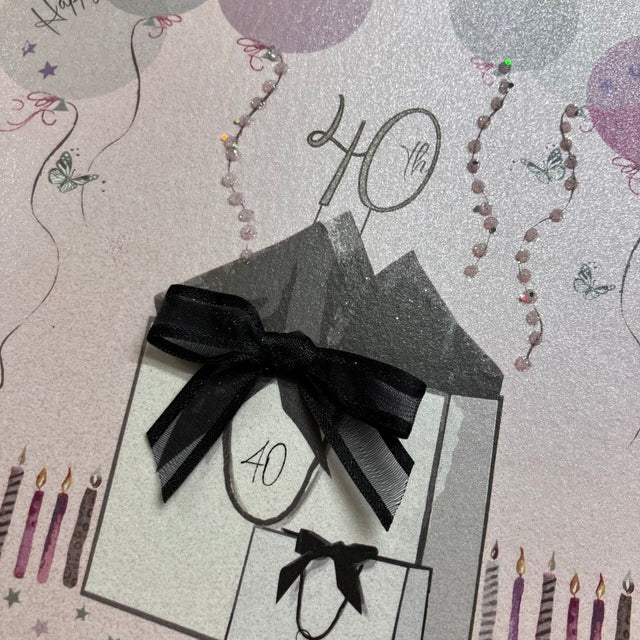 Female 40th Balloon & Gifts Birthday Card