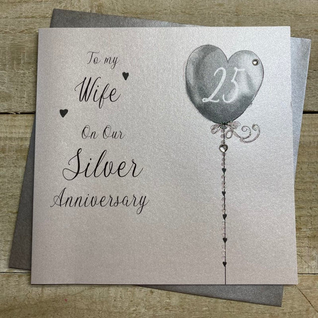 Wife Silver Anniversary Balloons Card