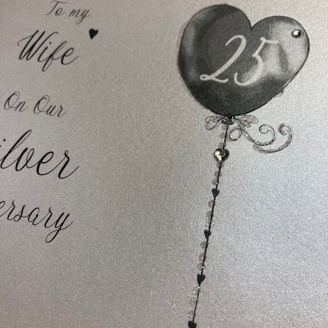 Wife Silver Anniversary Balloons Card