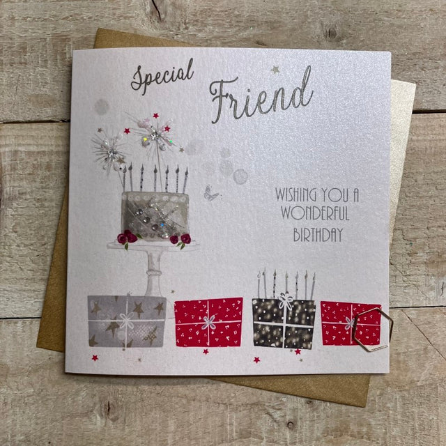 Special Friend Pressies & Cake Birthday Card