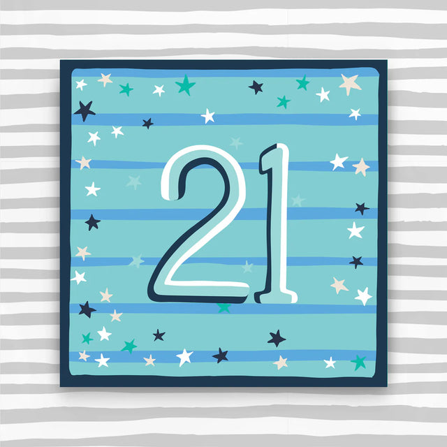 Blue 21 Birthday Card