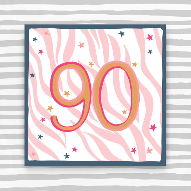 90 Pink Stripe Birthday Card