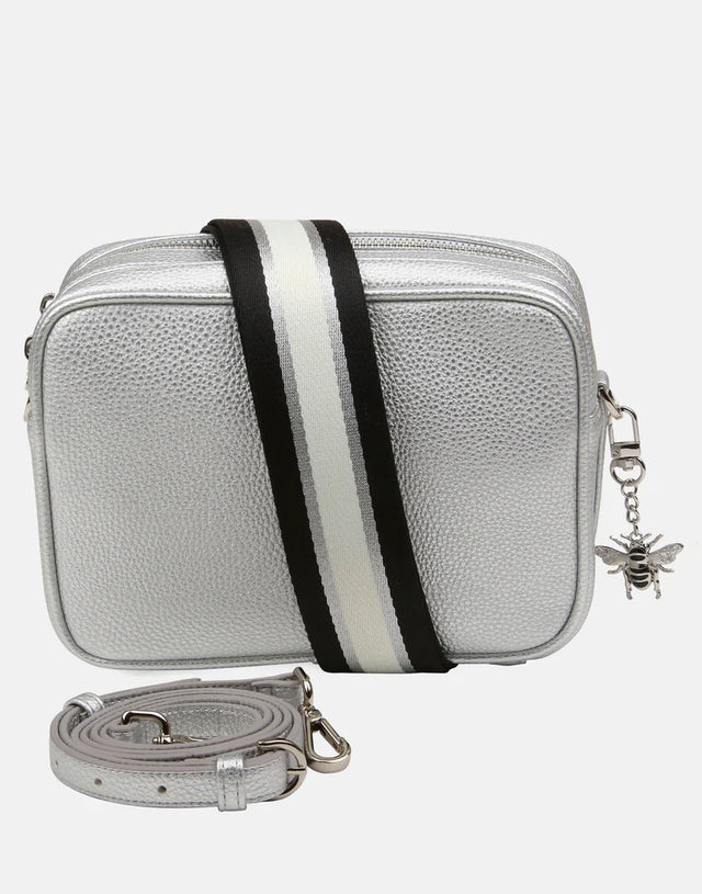 Alice Wheeler Soho Double Zip Crossbody Bag - Silver