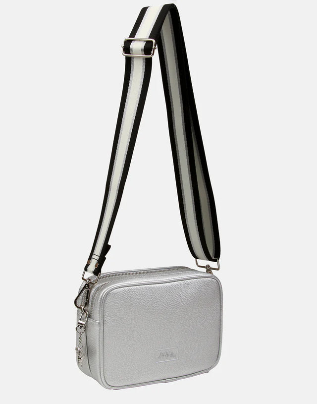 Alice Wheeler Soho Double Zip Crossbody Bag - Silver