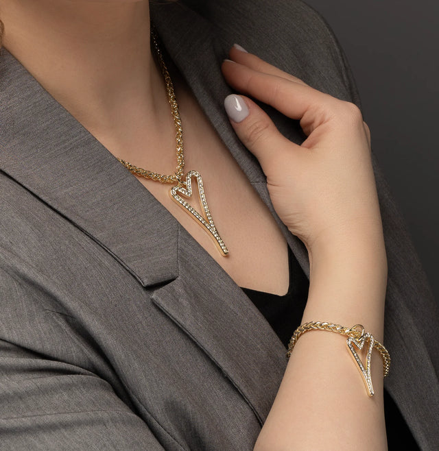 Miss Dee Gold Bracelet with Hollow Crystal Heart