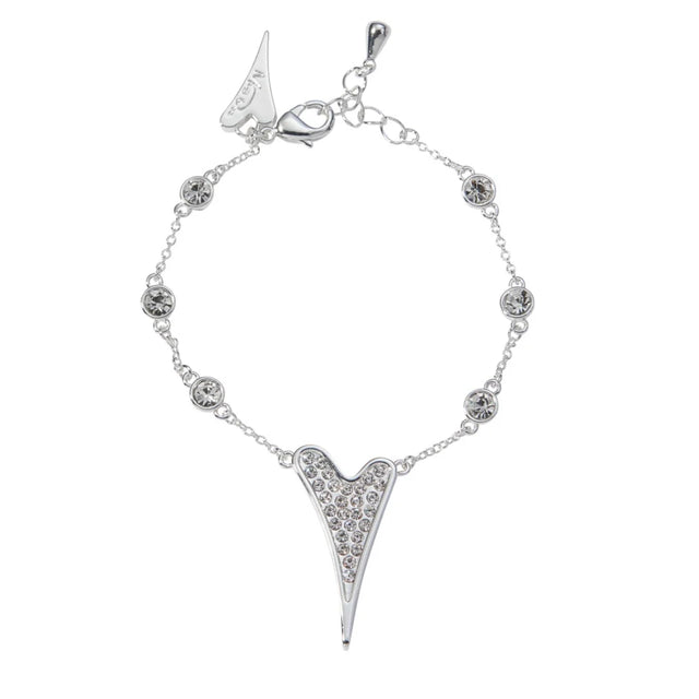 Miss Dee Silver Bracelet with Crystal Chain & Heart