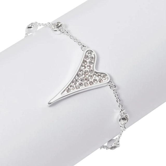 Miss Dee Silver Bracelet with Crystal Chain & Heart