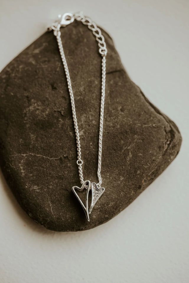 Miss Dee Silver Bracelet with 2 Hearts