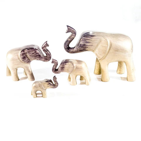 Brushed Silver Elephant Trunk Up Large 10cm