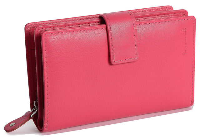 Saddler Leather Holly Multi Section Purse - Fushia
