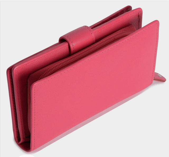 Saddler Leather Holly Multi Section Purse - Fushia