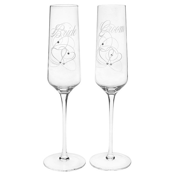 Rush Bride & Groom Flutes - Pair