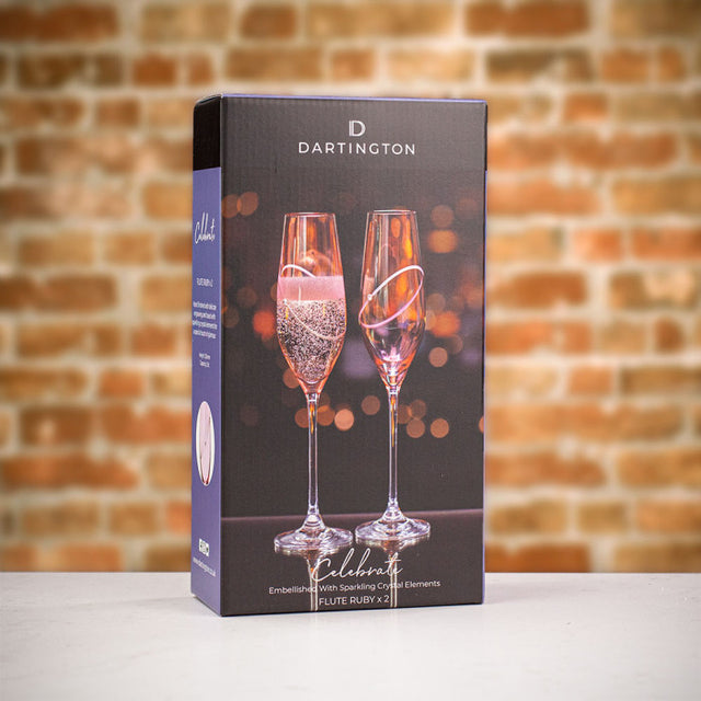 Dartington Celebrate Ruby Flutes - Set Of 2