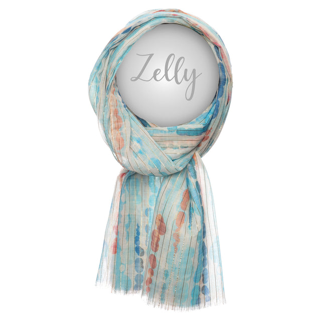 Metalic Thread Scarf - Abstract Blue