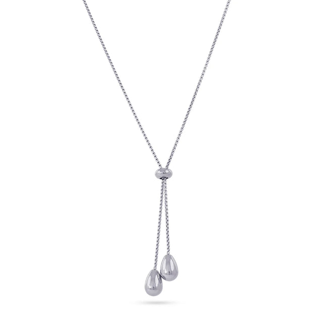 Tie Style Ajustable Necklace - Silver