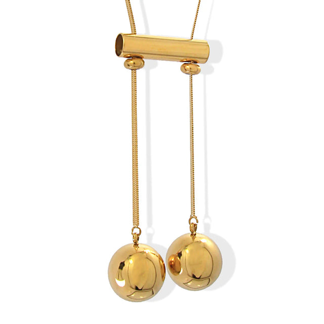 Orbit Rotation Long Ball Necklace - Gold