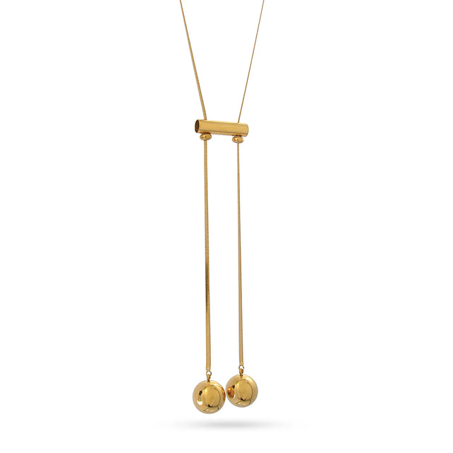 Orbit Rotation Long Ball Necklace - Gold