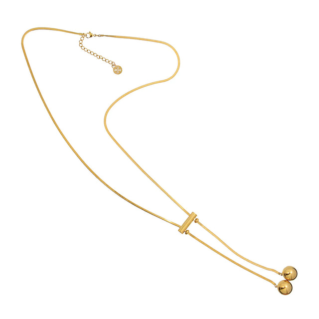 Orbit Rotation Long Ball Necklace - Gold