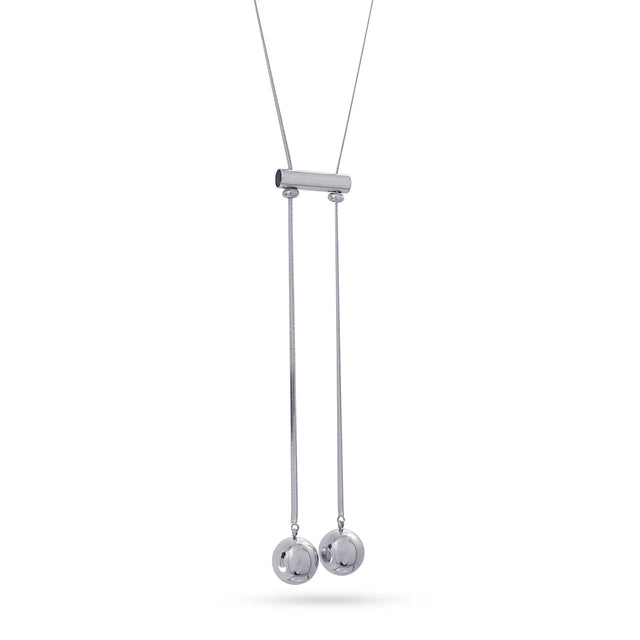 Orbit Rotation Long Ball Necklace - Silver