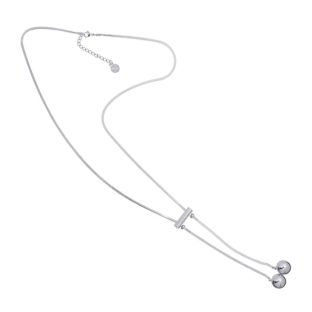 Orbit Rotation Long Ball Necklace - Silver