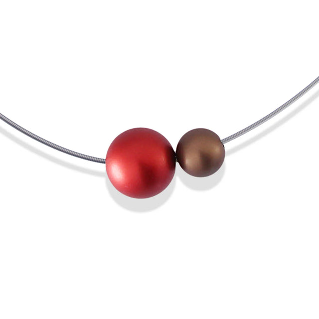 Frost Aura Ball Necklace - Red/Brown