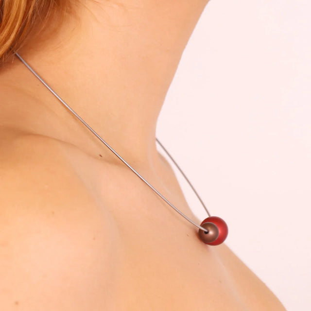 Frost Aura Ball Necklace - Red/Brown