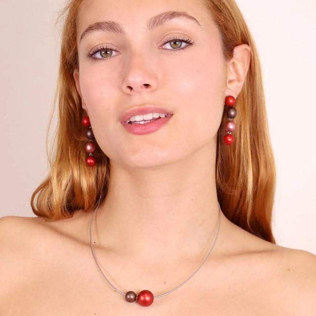 Frost Aura Ball Necklace - Red/Brown