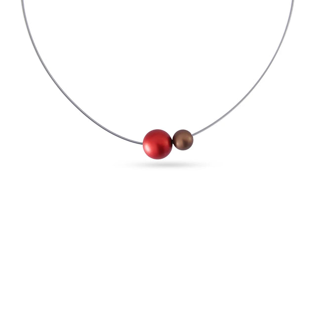 Frost Aura Ball Necklace - Red/Brown